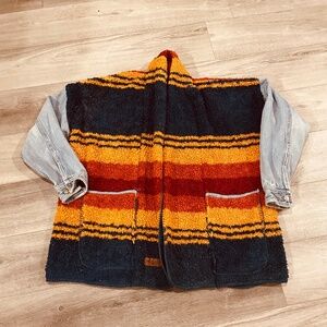 Handmade vintage Pendleton sherpa blanket jacket os